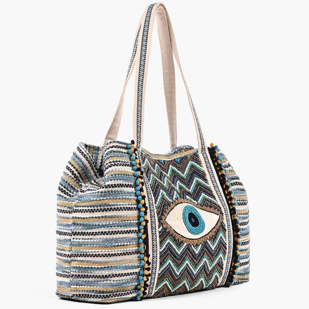 Evil Eye Beaded Tote - America & Beyond (WITH matching wristlet)